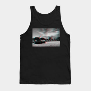 Anaglyph image of School buses waiting in a parking lot in Brooklyn, New York City Tank Top